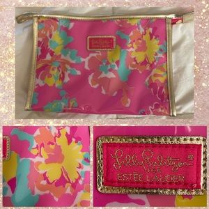 Lilly Pulitzer for Estée Lauder pink makeup bag NWT